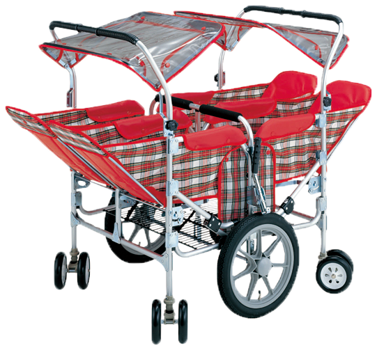 お散歩カート 五十畑工業  S-88 ノーマルタイヤ 多人数用ベビーカート 対面式四人乗りタイプ 保育園 託児所 大型ベビーカー 施設向け 折りたたみ 日本製