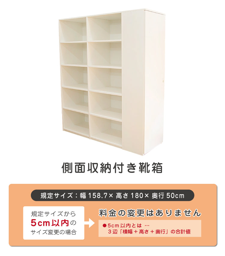 側面収納付き靴箱　セミオーダー家具　1mm単位でオーダーできる　法人様専用