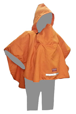 ベビー 避難用品 避難用フード付き ポンチョ ｜防災グッズ 赤ちゃん 乳児 幼児 園児 保育士 アウトドア 地震対策 水害 災害 防炎 オレンジ ネイビー 持ち運び コンパクト たためる 安心 安全 非常時 緊急時 日本製 0歳 保育園 子ども園