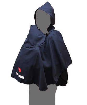 ベビー 避難用品 避難用フード付き ポンチョ ｜防災グッズ 赤ちゃん 乳児 幼児 園児 保育士 アウトドア 地震対策 水害 災害 防炎 オレンジ ネイビー 持ち運び コンパクト たためる 安心 安全 非常時 緊急時 日本製 0歳 保育園 子ども園