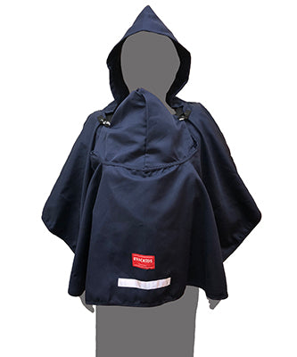 ベビー 避難用品 避難用フード付き ポンチョ ｜防災グッズ 赤ちゃん 乳児 幼児 園児 保育士 アウトドア 地震対策 水害 災害 防炎 オレンジ ネイビー 持ち運び コンパクト たためる 安心 安全 非常時 緊急時 日本製 0歳 保育園 子ども園