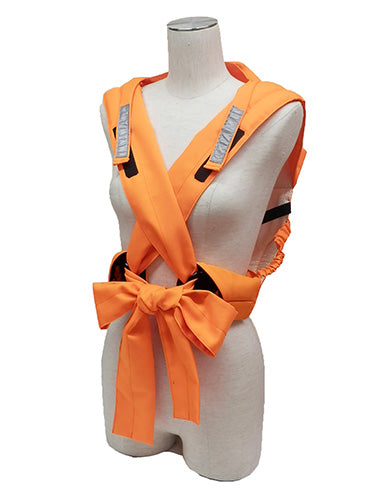 ベビー おんぶ専用 1人抱きひも式キャリー 避難用抱っこひも避難くん 防災グッズ ホイッスル付き 赤ちゃん 乳児 幼児 園児 保育士 地震対策 水害 災害 防炎 オレンジ ネイビー 持ち運び コンパクト たためる 安心 安全 非常時 緊急時 日本製 保育園 子ども園