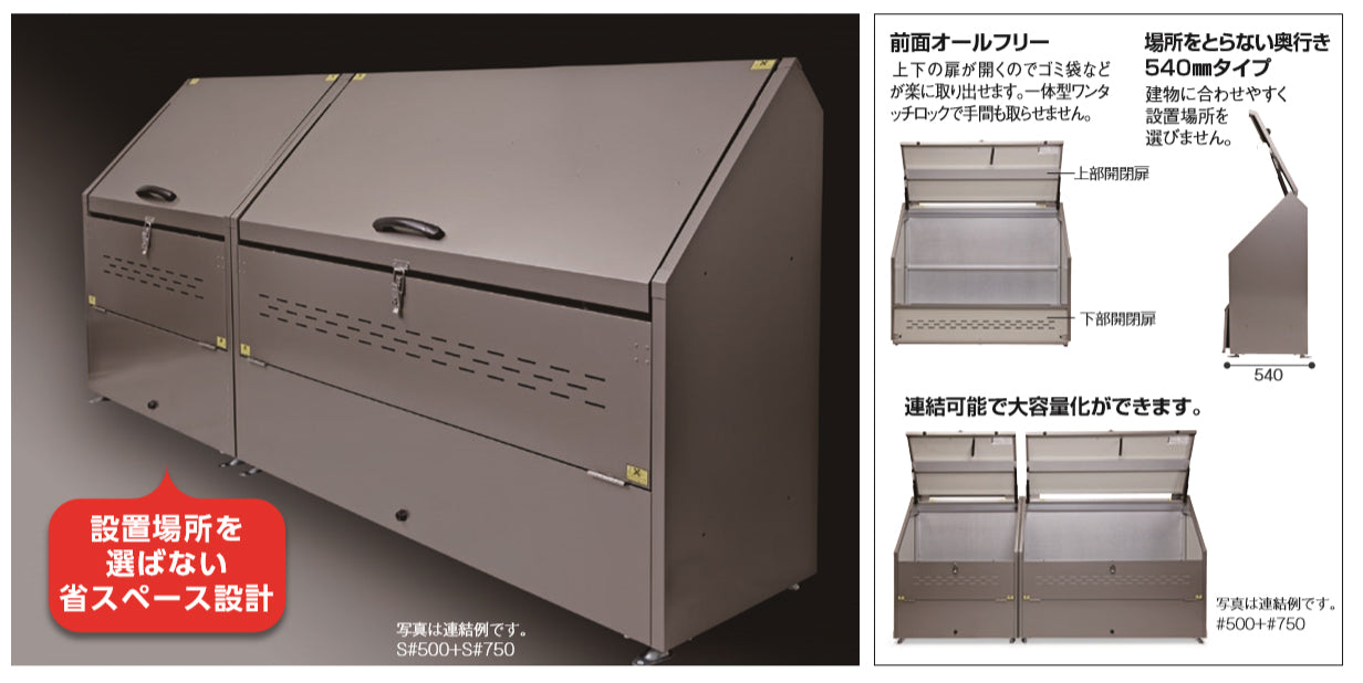 トラッシュステーション　Ｓ＃１０００｜業務用 受注生産品 ゴミ箱 ごみ 大型 1000L キャスター付 蓋つき 排水栓付 カギ止め金具付 清潔 倉庫 ゴミステーション ゴミ置き場 ゴミ捨て場 集積所 リサイクル 環境 保育園 幼稚園 保育所 子ども園