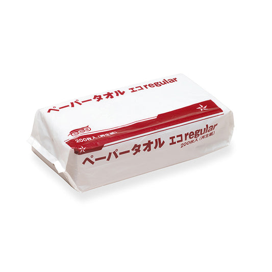 ペーパータオル　エコｒｅｇｕｌａｒ ２００枚入×３６ヶ入｜業務用 法人向け販売商品 紙タオル 古紙リサイクル 中判 使い捨て 衛生的 トイレ キッチン レストラン 衛生用品 紙 手拭き お手洗い 台所 感染予防 保育園 幼稚園 保育所 子ども園