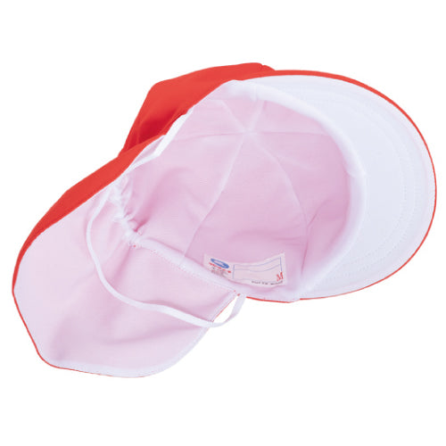 赤白帽 赤白帽子  日除け付き |#20-T|赤白帽 鹿の子ニット タレ付 六方型 アゴゴム付 紅白体操帽子 UVカット加工 M L LL ネームタグあり 赤白帽子 小学校 赤白帽 LL 赤白帽 小学校 赤白帽 ラビットアース UDK 幼稚園 保育園 小学 中学 体育 運動会 宇高 |2点までメール便可