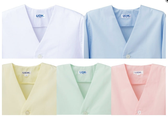 給食 給食着  白衣 前ボタン シングル型  |N#505| 子ども 給食着 100-150/S/M/L /LL/3L  ホワイト ブルー クリーム 若草 ピンク 大きいサイズ 保育園 小学生 給食 白衣 中学生 給食エプロン 子ども 大人 給食着 UDK ラビット アース 給食 着  |2点までメール便可